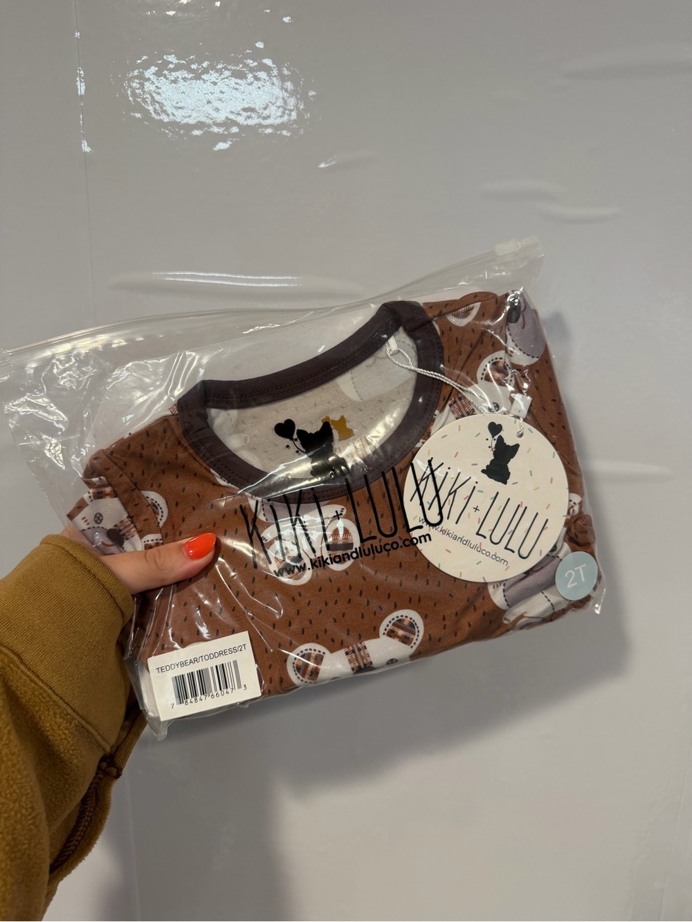 Brown Bamboo Kiki and Lulu Teddy Bear Print Kids Twirl Dress- 2T